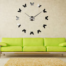 Bedroom Home Decoration Frameless Butterfly Shaped Large DIY Wall Sticker Mute Clock, Size: 100*100cm(Silver)