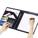 Office Supplies Business Style Leather Document Folder with 30-pages A4 Note Pad & Calculator (Black)