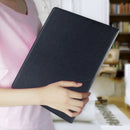 Office Supplies Business Style Leather Document Folder with 30-pages A4 Note Pad & Calculator (Black)