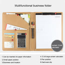 Office Supplies Business Style Leather Document Folder with 30-pages A4 Note Pad & Calculator(Brown)