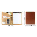 Office Supplies Business Style Leather Document Folder with 30-pages A4 Note Pad & Calculator(Brown)