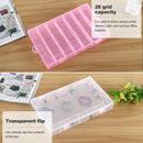 Plastic Organizer Container Storage Box 28 Slots Removable Grid Compartment for Jewelry Earring Fishing Hook Small Accessories(Pink)
