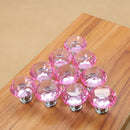 10 PCS 30mm K9 Clear Crystal Glass Chromium-plated One-hole Drawer Handle(Pink)