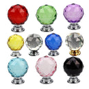 10 PCS 30mm K9 Plated Transparent Glass Crystal Spherical Single Hole Drawer Handle(Purple)