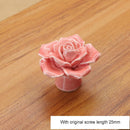 4 PCS 41mm Rose Shape Modern Literary Color Glazed Ceramic Cabinet Drawer Handle(Pink)