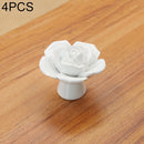 4 PCS 41mm Rose Shape Modern Literary Color Glazed Ceramic Cabinet Drawer Handle(White)