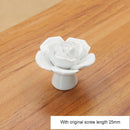 4 PCS 41mm Rose Shape Modern Literary Color Glazed Ceramic Cabinet Drawer Handle(White)