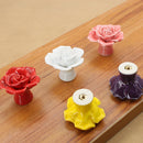 4 PCS 41mm Rose Shape Modern Literary Color Glazed Ceramic Cabinet Drawer Handle(Yellow)