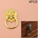 4 PCS Classical Single Hole Lion Head Wardrobe Medicine Cabinet Handle(Gold)