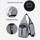 Portable Backpack Casual Outdoor Unisex Shoulder Bags Triangle Design Crossbody Bags Outdoor Sports Riding Shoulder Bag with External USB Charging Interface and Headphone Plug(Purple)