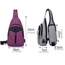Portable Backpack Casual Outdoor Unisex Shoulder Bags Triangle Design Crossbody Bags Outdoor Sports Riding Shoulder Bag with External USB Charging Interface and Headphone Plug(Purple)