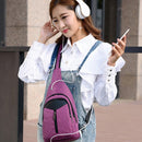 Portable Backpack Casual Outdoor Unisex Shoulder Bags Triangle Design Crossbody Bags Outdoor Sports Riding Shoulder Bag with External USB Charging Interface and Headphone Plug(Purple)