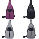 Portable Backpack Casual Outdoor Unisex Shoulder Bags Triangle Design Crossbody Bags Outdoor Sports Riding Shoulder Bag with External USB Charging Interface and Headphone Plug(Purple)
