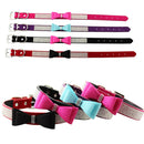Flocking Diamond Studded Bowknot Pet Collar Dog Collar Pet Products, Size: S, 1.5 * 37cm(Black)