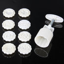 DIY Fondant Cake Mold Biscuit Cookie Cutters Baking Tools with 8 PCS Round Cartoon Patterns(White)