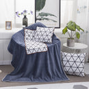 White Diamond Pattern Multifunctional Plush Blanket Square Pillow Quilt Office Car Pillow Cushion, Size : L