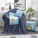 Green Nordic Life Pattern Multifunctional Plush Blanket Square Pillow Quilt Office Car Pillow Cushion, Size : L
