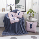Pink Mule Deer Pattern Multifunctional Plush Blanket Square Pillow Quilt Office Car Pillow Cushion, Size : L