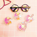 EDM Concert Party Pub Kaleidoscope Effect Dual Side Pebble Adult Glasses(Transparent)