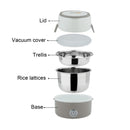 1.2L 2-layer 250W Multi-function Stainless Steel Inner Insulated Cooking and Heating Lunch Boxes, Size: 17*22.6cm(Grey)