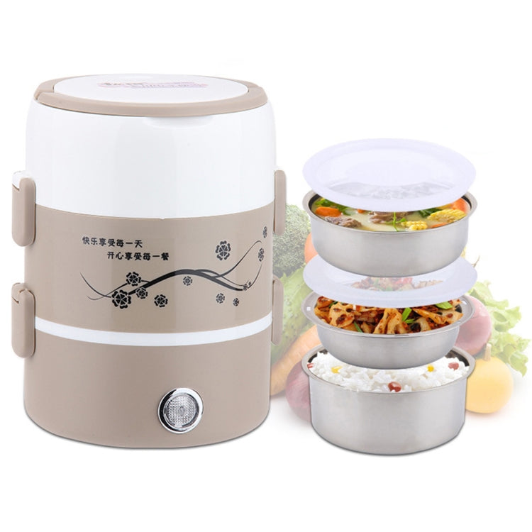 1.2L 2-layer 250W Multi-function Stainless Steel Inner Insulated Cooking and Heating Lunch Boxes, Size: 17*22.6cm(Grey)