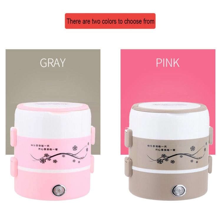 1.2L 2-layer 250W Multi-function Stainless Steel Inner Insulated Cooking and Heating Lunch Boxes, Size: 17*22.6cm(Grey)