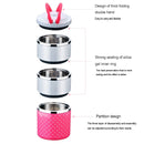 Portable Stainless Steel Dots Pattern Three Layers Insulated Round Children Adult Lunch Boxes, Random Color Delivery