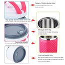 Portable Stainless Steel Dots Pattern Three Layers Insulated Round Children Adult Lunch Boxes, Random Color Delivery