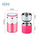 Portable Stainless Steel Dots Pattern Three Layers Insulated Round Children Adult Lunch Boxes, Random Color Delivery