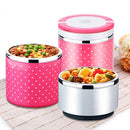Portable Stainless Steel Dots Pattern Three Layers Insulated Round Children Adult Lunch Boxes, Random Color Delivery