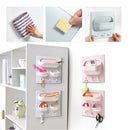 2 PCS Multi-function Kitchen Bathroom Traceless Strong Paste Plastic Shelves, Random Color and Style Delivery