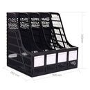Deli 4 Sections Desk Organizer Office Supplies Accessories Desktop Tabletop Sorter Shelf(Black)