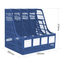 4 Sections Desk Organizer Office Supplies Accessories Desktop Tabletop Sorter Shelf(Blue)