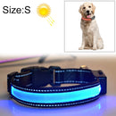 Medium and Large Dog Pet Solar + USB Charging LED Light Collar, Neck Circumference Size: S, 35-40cm(Blue)