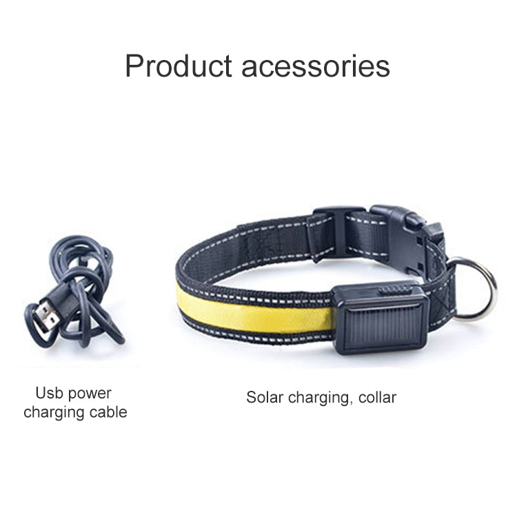 Medium and Large Dog Pet Solar + USB Charging LED Light Collar, Neck Circumference Size: S, 35-40cm(Blue)