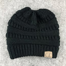 CC Letter Ponytail Cap Knitting Hat for Ladies(Black)