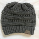 CC Letter Ponytail Cap Knitting Hat for Ladies(Grey)