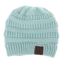 CC Letter Ponytail Cap Knitting Hat for Ladies(Baby Blue)