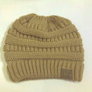 CC Letter Ponytail Cap Knitting Hat for Ladies(Brown)