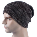 Autumn Winter Stripe Knitting Hat Warm Wool Cap(Coffee)
