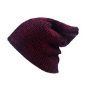 Autumn Winter Stripe Knitting Hat Warm Wool Cap(Wine Red)