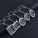 10 PCS Mini Photo Frame Couple Metal Keychains Key Rings, Oval Shape