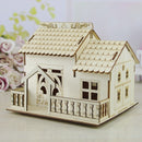 Creative Wooden Night Light Villa Money Coin Storage Box, Random Pattern Delivery
