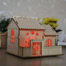Creative Wooden Night Light Villa Money Coin Storage Box, Random Pattern Delivery