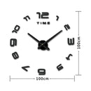 Bedroom Home Office Decoration Modern Frameless Large Number DIY 3D Mirror Wall Sticker Quiet Clock, Size: 100*100cm(Black)