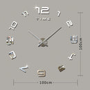 Bedroom Home Office Decoration Modern Frameless Large Number DIY 3D Mirror Wall Sticker Quiet Clock, Size: 100*100cm(Silver)