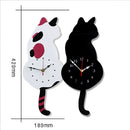 42x18cm Home Office Bedroom Decoration Battery Operated Cat Shaped Wall Clock with Swinging Tails(White)