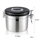 800ml Stainless Steel Sealed Food Coffee Grounds Bean Storage Container with Built-in CO2 Gas Vent Valve & Calendar (Silver)