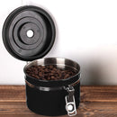 1200ml Stainless Steel Sealed Food Coffee Grounds Bean Storage Container with Built-in CO2 Gas Vent Valve & Calendar (Black)
