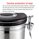 1200ml Stainless Steel Sealed Food Coffee Grounds Bean Storage Container with Built-in CO2 Gas Vent Valve & Calendar (Black)